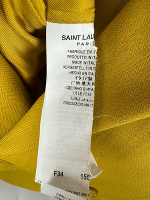 Saint Laurent Mustard Yellow Double Breasted Long Blazer FR 34 (UK 6)