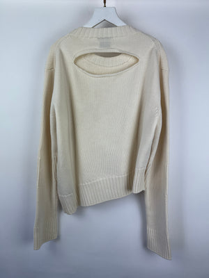 Bottega Veneta Cream Pre Spring 2020 Knit Long Sleeve Jumper with Open Back and Side Detail IT 40 (UK 8)