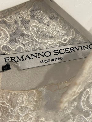 Ermanno Scervino White Silk Shirt Top with Lace Details Size IT 40 (UK 8)