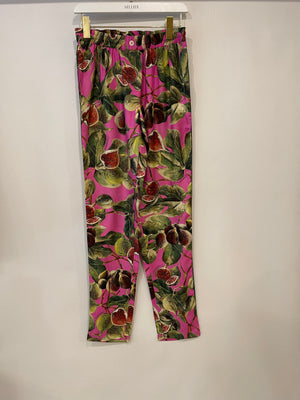 *HOT* Dolce & Gabbana Pink Fig Printed Silk Trousers and Shirt Set Size IT 36/38 (UK 4/6) RRP £2,650