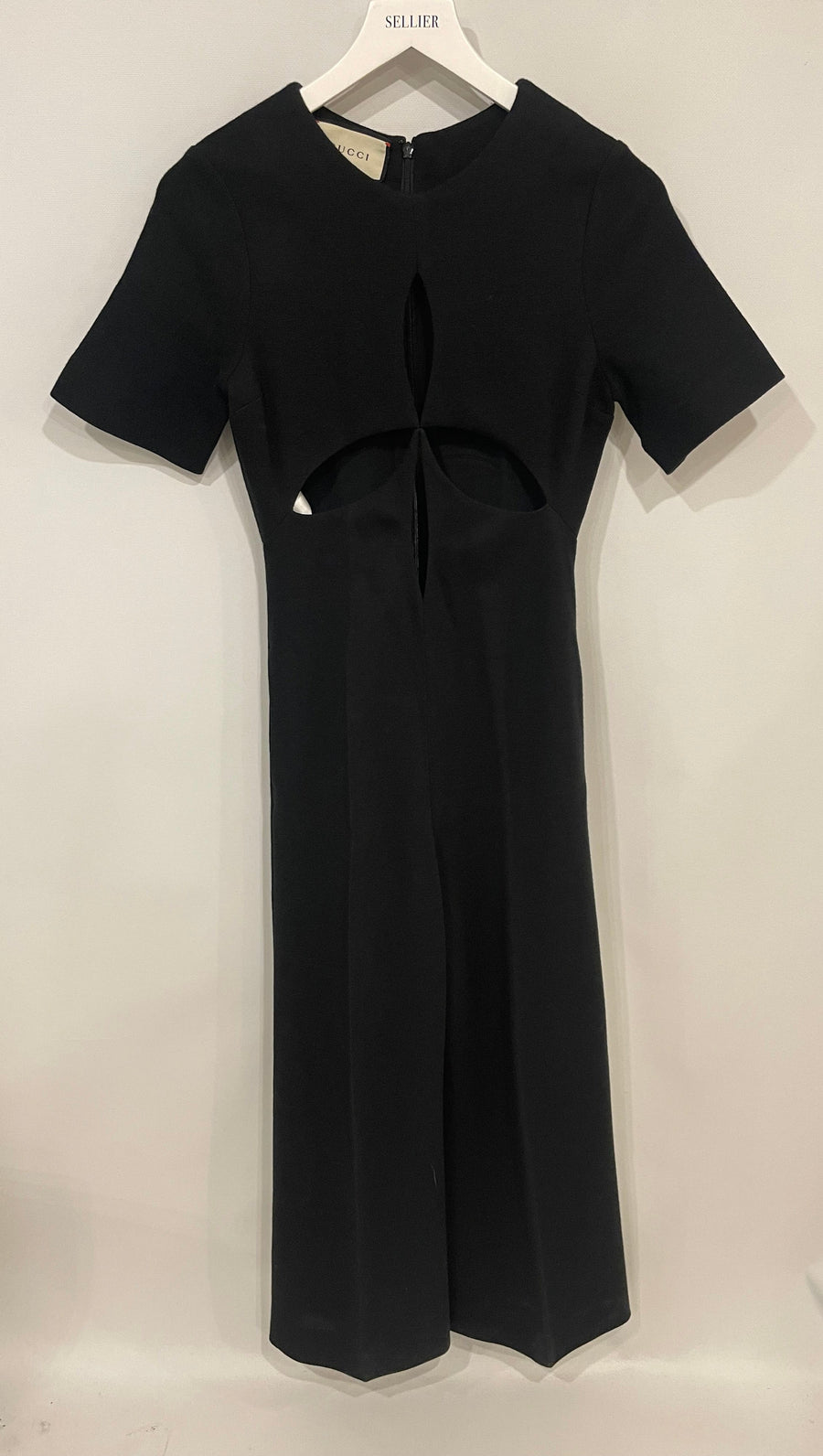 Gucci Black Knit Short Sleeve Jumpsuit with Cut Out Detail Size IT 34 (UK 2)