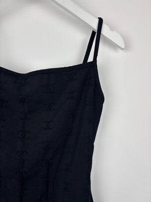 Chanel 97P Black Jacquard CC Logo Bodysuit Detail FR 36 (UK 8)