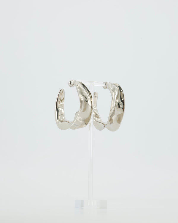 Alaia Fluide Drop Hoop Earrings in Silver