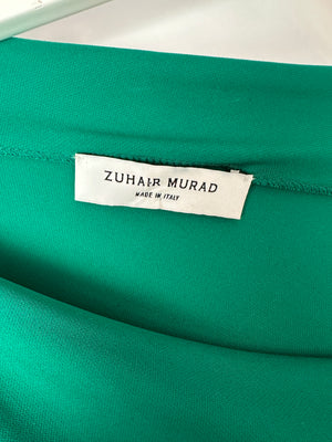 Zuhair Murad Green One-Sleeve Midi Dress with Crystal Embroidery Size IT46 (UK 14)