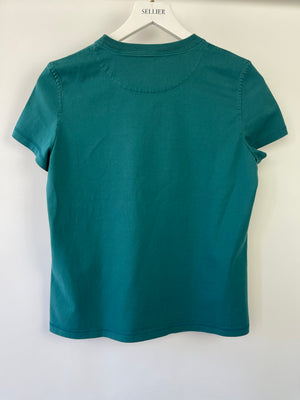 Hermès Teal T-Shirt with Crochet H Pocket Detail Size FR 38 (UK 10)