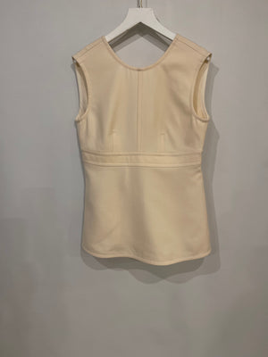 Louis Vuitton Cream Structured Sleeveless Top with Back Zip Detailing Size FR 38 (UK 10)