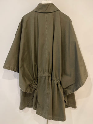 Saint Laurent Khaki Cape Jacket with Pocket Detail One size