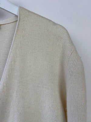 Loro Piana Cashmere Cream V-Neck Long-Sleeve Cardigan IT 48 (UK 16)