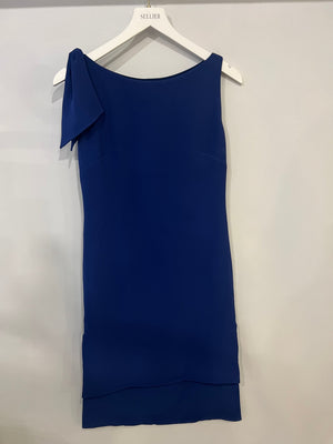 Christian Dior Electric Blue Silk Midi Dress with Shoulder Detailing Size FR 38 (UK 10)