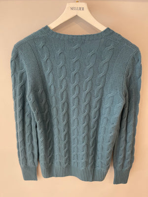 Loro Piana Blue Baby Cashmere Long Sleeve Cable-Knit Jumper Size IT 44 (UK 12)