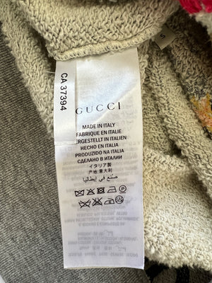 Gucci Grey 'Blind For Love' Hoodie With Embroidery and Distressed Details Size S (UK 8)