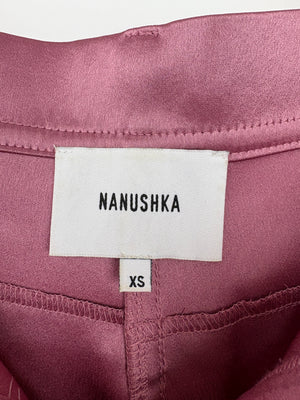 Nanushka Blush Pink Satin Shirt and Trouser Set Size XS (UK 6)