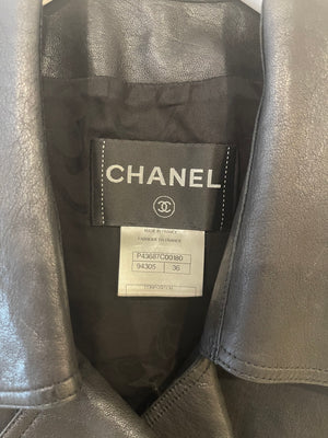 Chanel 12P Black Asymmetric Lambskin Leather Gilet with Belt Size FR 36 (UK 8) RRP £5,500