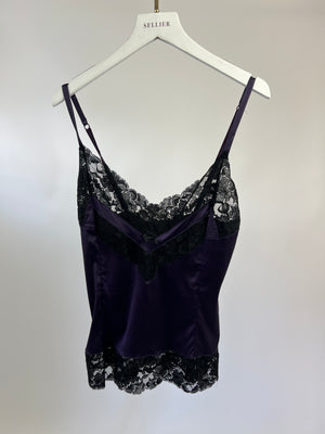 Dolce & Gabbana Purple with Black Lace Detail Baby Doll Top IT 40 (UK 8)