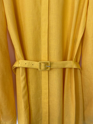 Gabriela Hearst Yellow Linen Long Dress with Belt Detail Size IT 42 (UK 10)