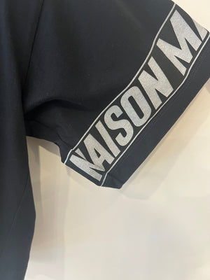 Maison Margiela Black Cropped T-Shirt with Silver Logo Size S (UK 8)