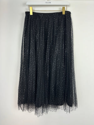 Red Valentino Black Polka Dot Tulle Maxi Skirt IT 44 (UK 12)