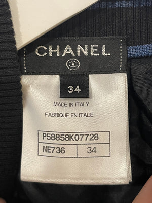 Chanel 18S Black, White and Blue Fishnet Mini Skirt and Jacket Set Size FR 34 (UK 6) RRP £6,850