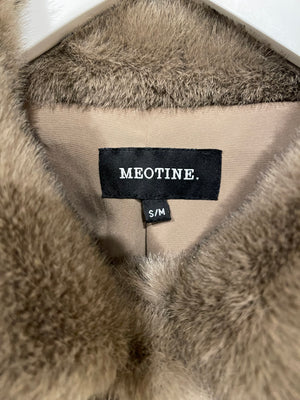 Meotine Beige Faux Fur Jacket with Cuff Details Size S/M RRP £420