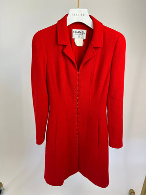 Chanel Vintage Red Jacket with Gold CC Logo Button Details FR 34 (UK 6)