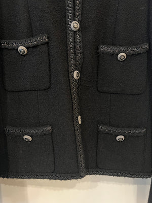 Chanel Black Tweed Jacket with Silver CC Buttons and Pocket Details Size FR 38 (UK 10)