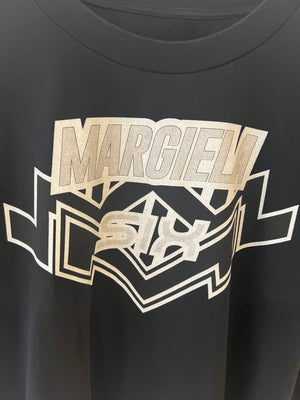 Maison Margiela Black Cropped T-Shirt with Silver Logo Size S (UK 8)