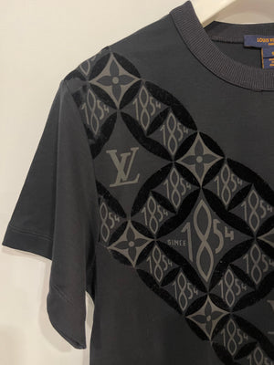 Louis Vuitton Black T-Shirt with Velvet Appliqué and Logo Details Size S (UK 8)