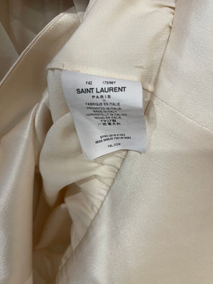 Saint Laurent Cream Silk Long Sleeve Blouse Size FR 42 (UK 14)