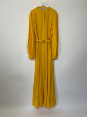 Gabriela Hearst Yellow Linen Long Dress with Belt Detail Size IT 42 (UK 10)