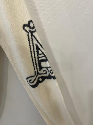 Max Mara Cream Cashmere Jumper with Grey Logo Detail Size S (UK 8)