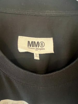 Maison Margiela Black Cropped T-Shirt with Silver Logo Size S (UK 8)