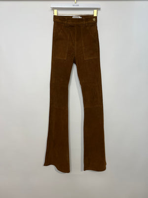 Frame Camel Suede Skinny Flared Jeans Size 24 (UK 6)