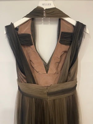 Elie Saab Brown Ombre Sleeveless Tulle Maxi Gown Size FR 46 (UK 18)