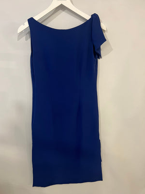 Christian Dior Electric Blue Silk Midi Dress with Shoulder Detailing Size FR 38 (UK 10)