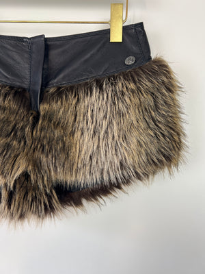 Chanel FW/10 Brown Faux Fur and Leather Shorts Size FR 36 (UK 8)