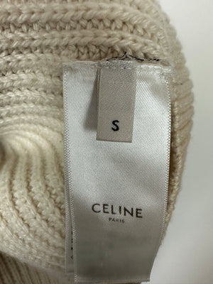 Celine Cream Cashmere Knitted Jumper with Gold Horse-bit Details Size S (UK 8)