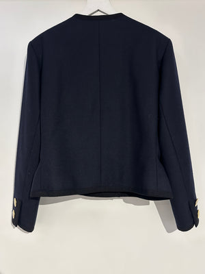 Saint Laurent Navy Double-Breasted Wool Jacket with Gold Button Detail FR 40 (UK 12)