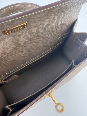 Hermès Kelly 25cm Etoupe Epsom Leather Gold Hardware at 1stDibs