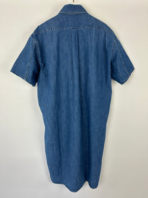 *HOT* Miu Miu Blue Denim Oversized Shirt Dress with Logo Detail Size IT 36 (UK 6)