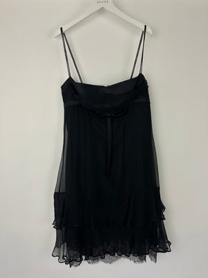 Dolce & Gabanna Black Mini Sleeveless Dress with Lace & Bow Details Size IT 44 (UK 12)