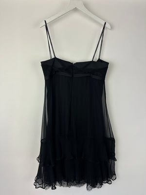 Dolce & Gabanna Black Mini Sleeveless Dress with Lace & Bow Details Size IT 44 (UK 12)