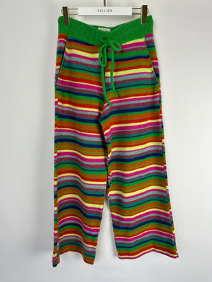 Elder Statesman X Gucci Green, Yellow, Multicolour Striped Cashmere Lounge Trousers Size S (UK 8)