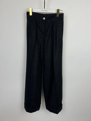 Chanel Charcoal High-Waisted Wool Trousers Size FR 34 (UK 6)