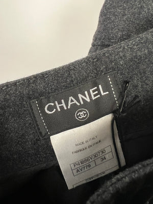 Chanel Charcoal High-Waisted Wool Trousers Size FR 34 (UK 6)