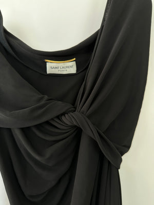 Saint Laurent Draped Asymmetric Mini Dress with Twist Front Detail Size FR 36 (UK 8) RRP £2900