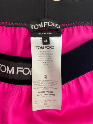 Tom Ford Hot Pink Silk Shorts with Logo Waistband Detail Size XS (UK 6)