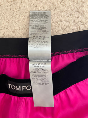 Tom Ford Hot Pink Silk Shorts with Logo Waistband Detail Size XS (UK 6)