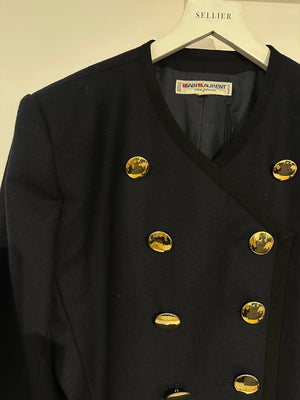 Saint Laurent Navy Double-Breasted Wool Jacket with Gold Button Detail FR 40 (UK 12)