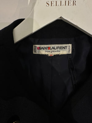 Saint Laurent Navy Double-Breasted Wool Jacket with Gold Button Detail FR 40 (UK 12)