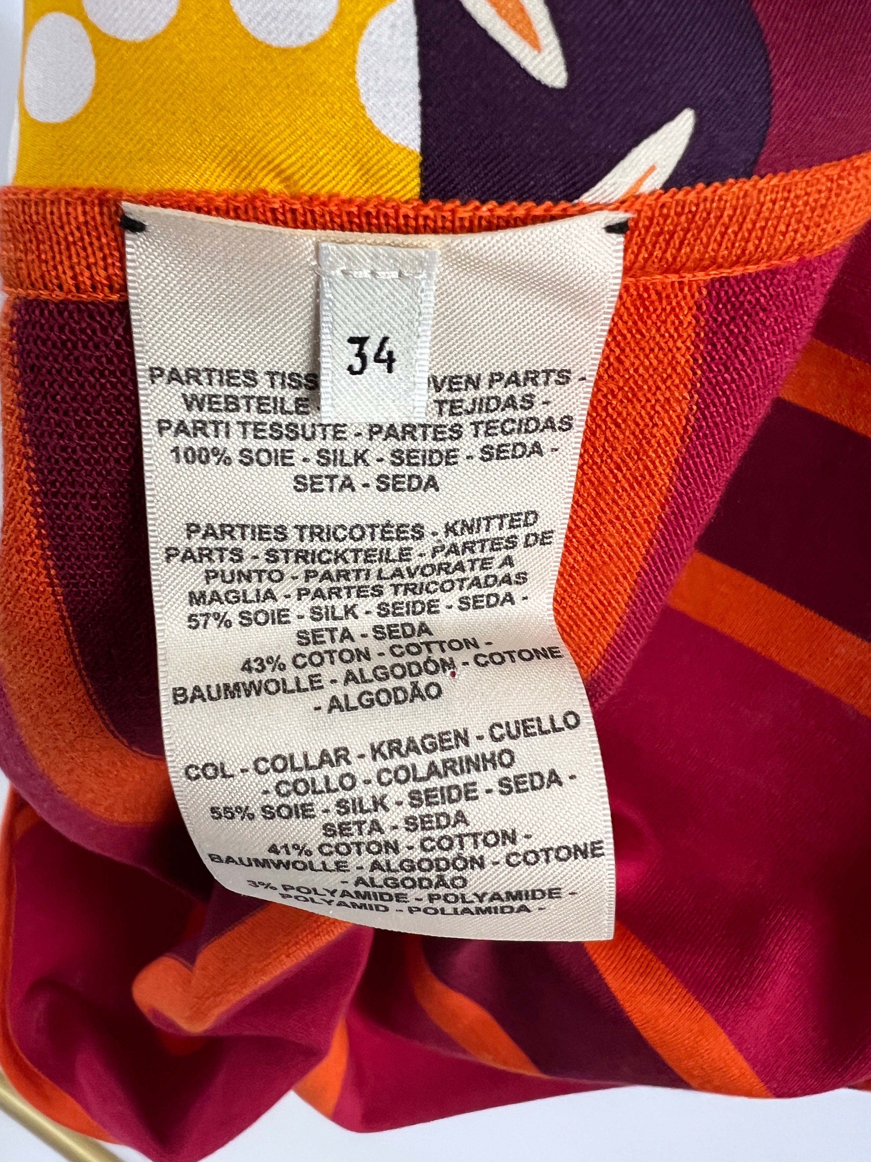 Hermes Raspberry Red and Orange Silk 'Fantaisie d'Etriers' Vest